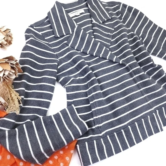 Loft Grey White Striped Blazer Sz S - Picture 10 of 13